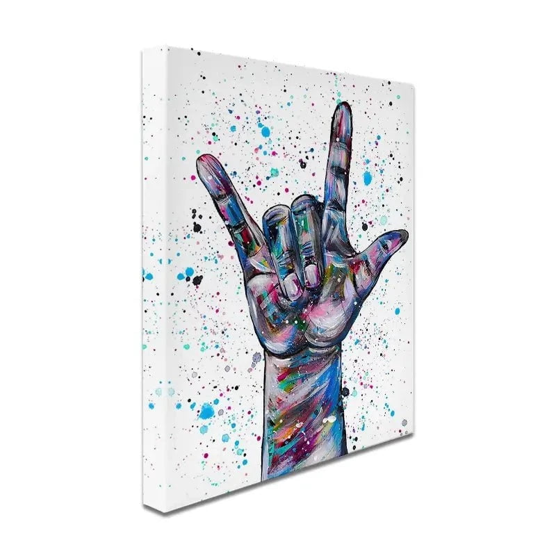 Sign Language I Love You Canvas Print Sign Language I Love You Canvas Print wall art product Emma LC Art