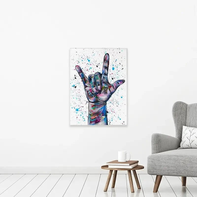 Sign Language I Love You Canvas Print Sign Language I Love You Canvas Print wall art product Emma LC Art