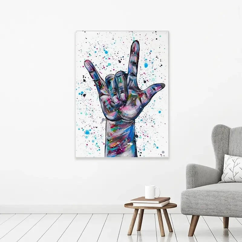 Sign Language I Love You Canvas Print Sign Language I Love You Canvas Print wall art product Emma LC Art