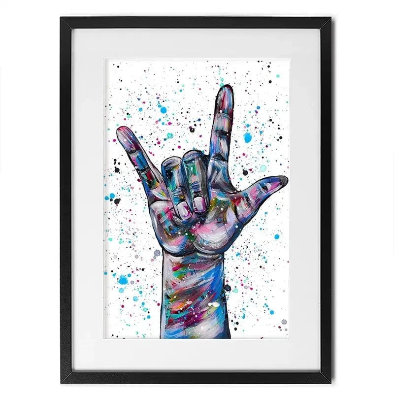 Sign Language I Love You Framed Art Print Sign Language I Love You Framed Art Print wall art product Emma LC Art
