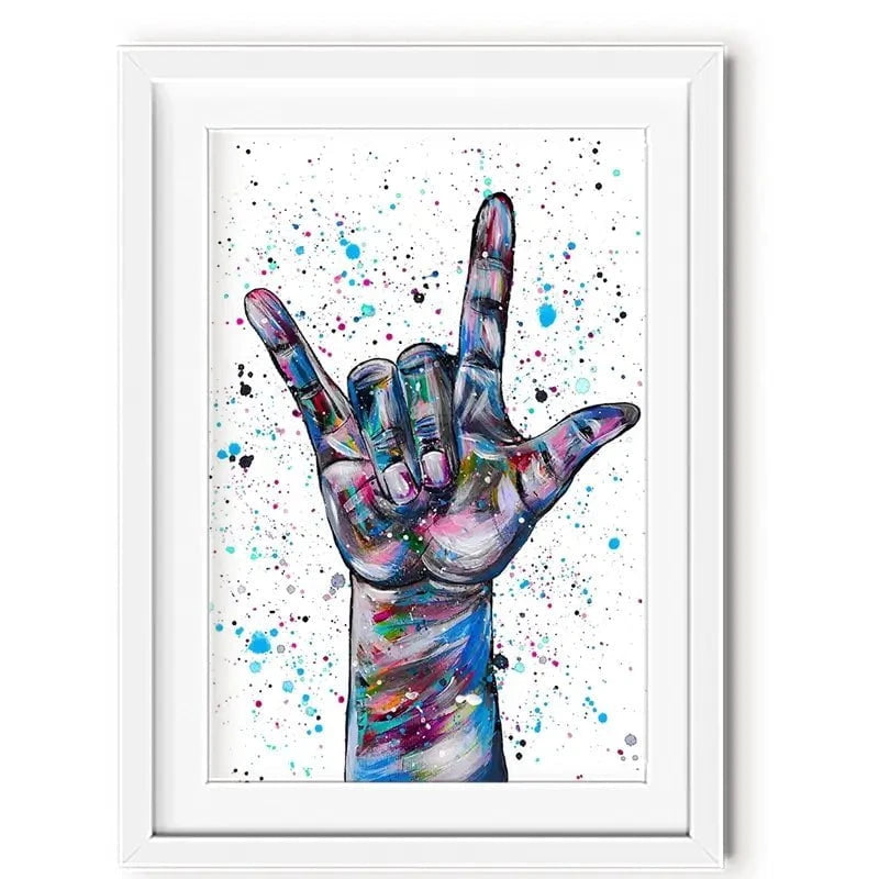 Sign Language I Love You Framed Art Print Sign Language I Love You Framed Art Print wall art product Emma LC Art