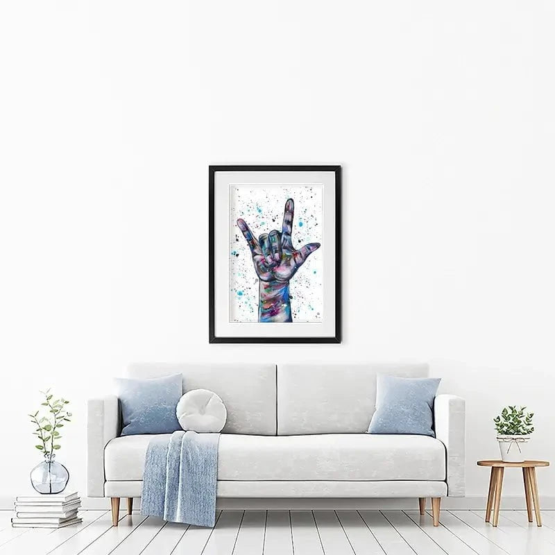 Sign Language I Love You Framed Art Print Sign Language I Love You Framed Art Print wall art product Emma LC Art