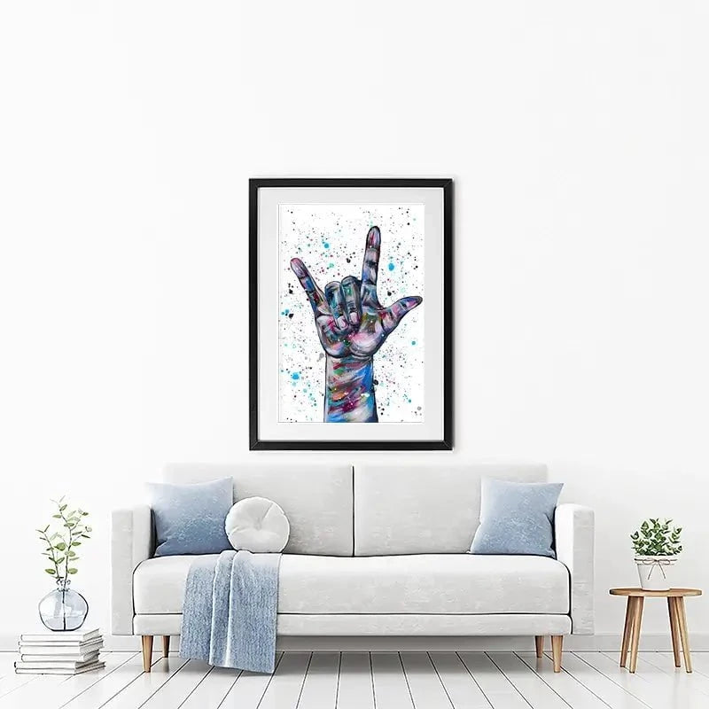 Sign Language I Love You Framed Art Print Sign Language I Love You Framed Art Print wall art product Emma LC Art