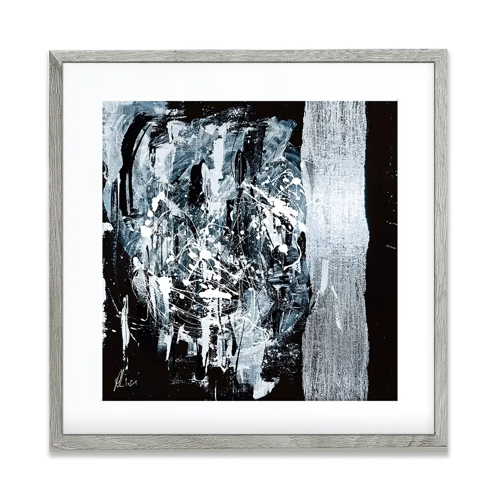 Silver Abstract Framed Art Print Silver Abstract Framed Art Print wall art product Aimee Linzi