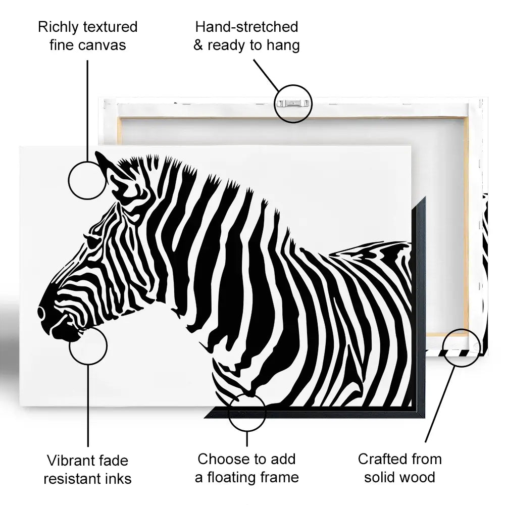 Simple Zebra Canvas Print Simple Zebra Canvas Print wall art product Art Print Shop
