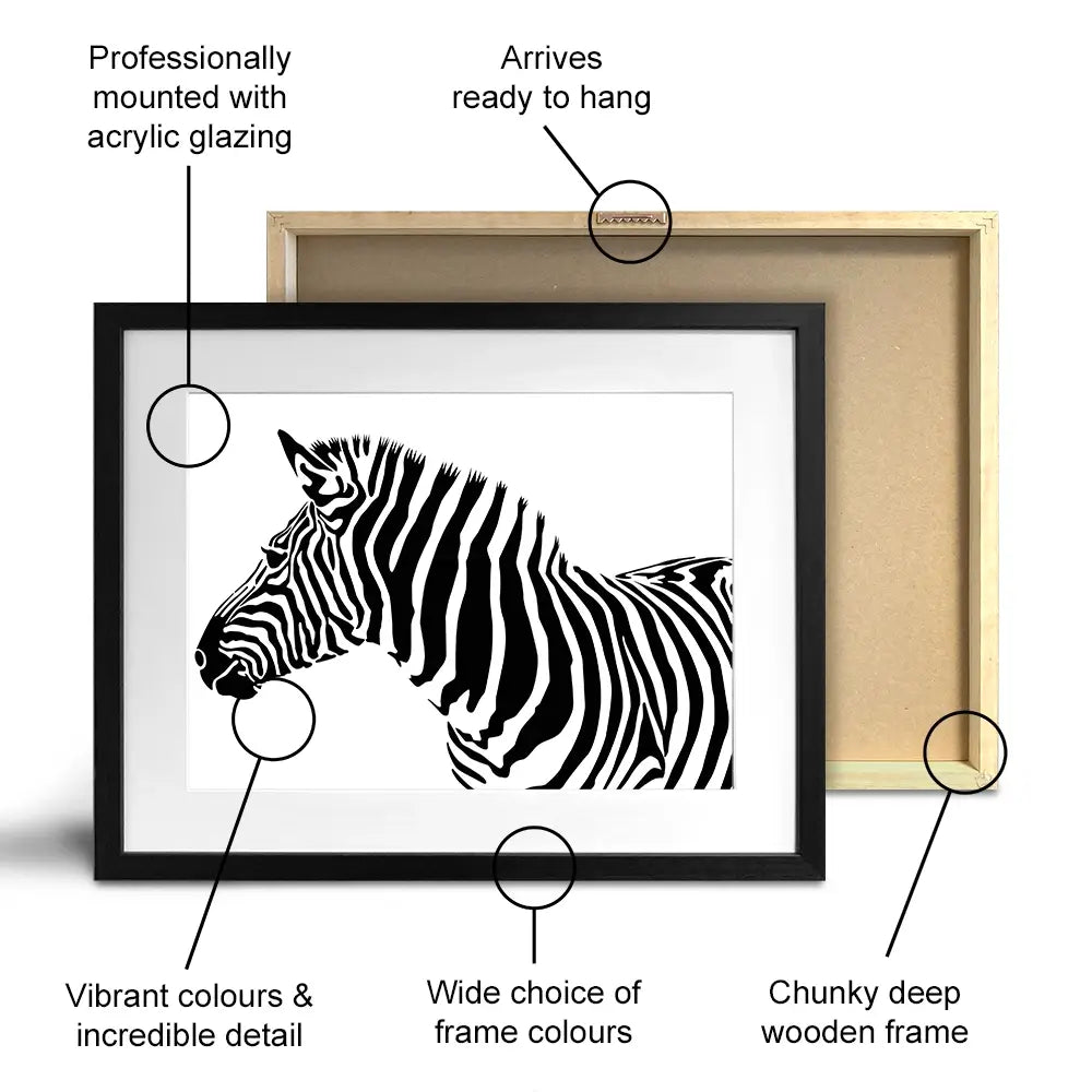 Simple Zebra Framed Art Print Simple Zebra Framed Art Print wall art product Art Print Shop