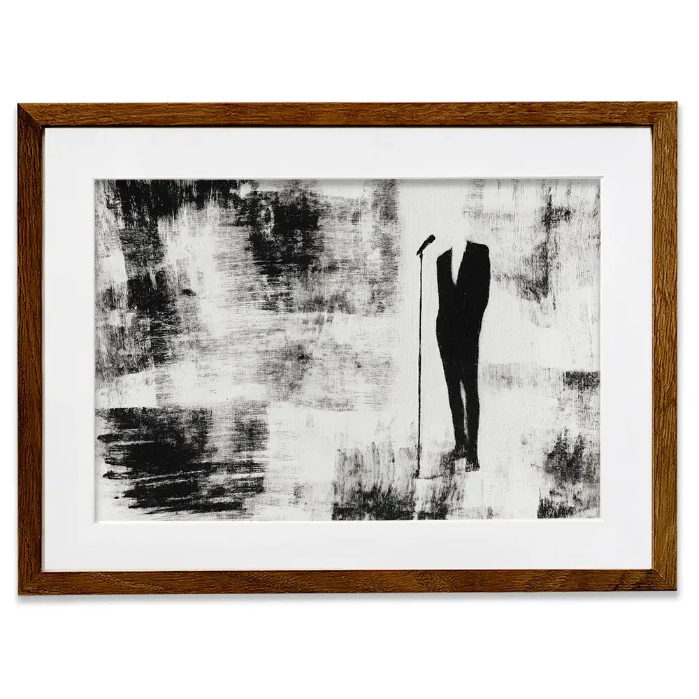 Singer At The Microphone Framed Art Print Singer At The Microphone Framed Art Print wall art product Chromatic Storm Studio
