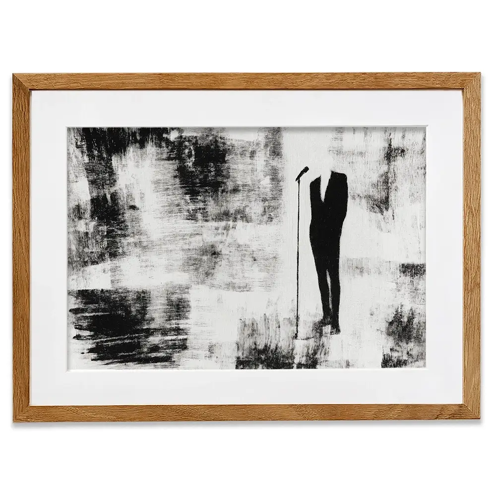 Singer At The Microphone Framed Art Print Singer At The Microphone Framed Art Print wall art product Chromatic Storm Studio