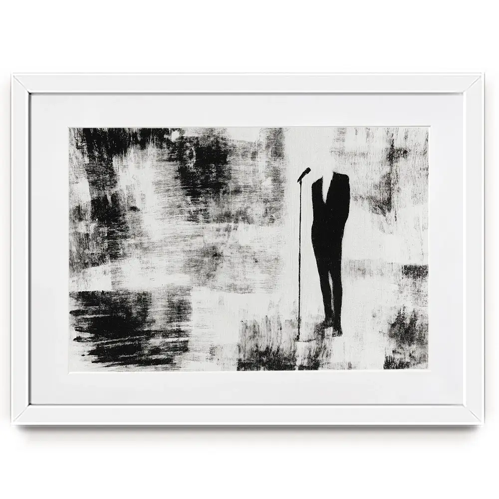 Singer At The Microphone Framed Art Print Singer At The Microphone Framed Art Print wall art product Chromatic Storm Studio