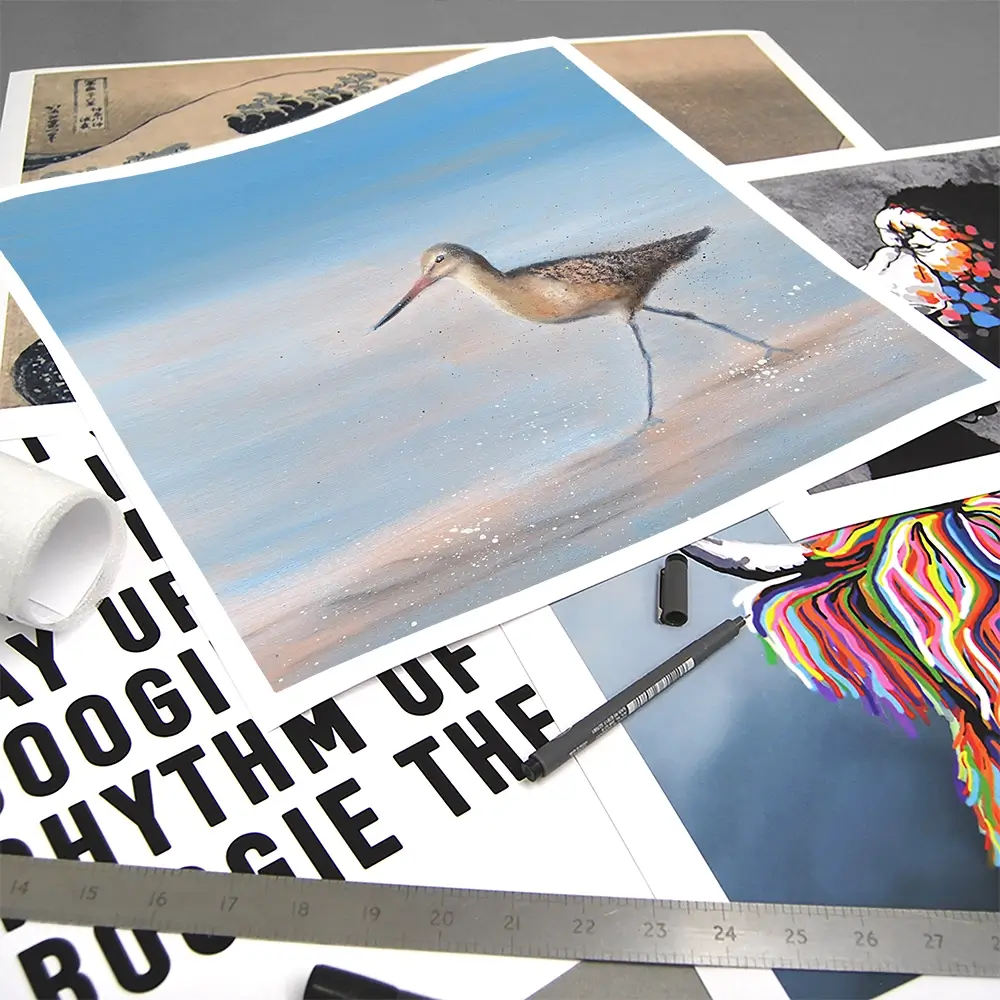 Single Sandpiper Square Art Print Single Sandpiper Square Art Print wall art product Laure Bury