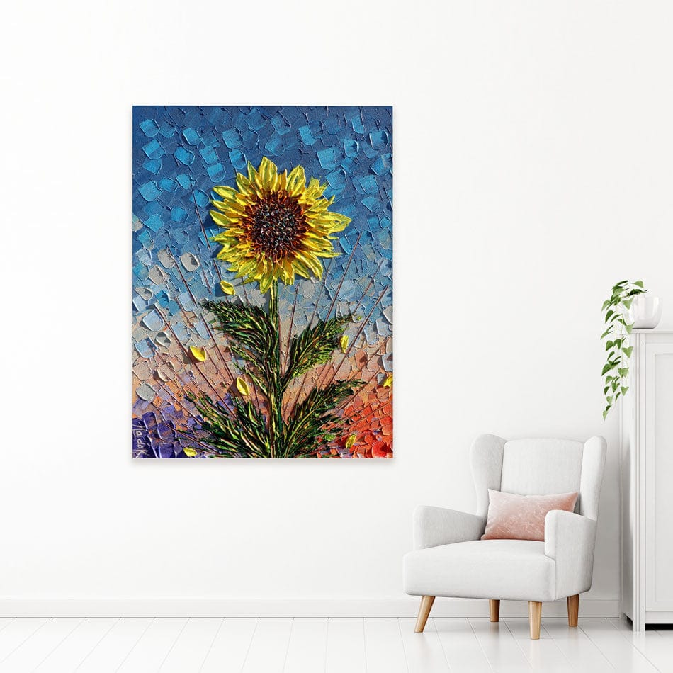 Single Sunflower Canvas Print wall art product Expression By Nada