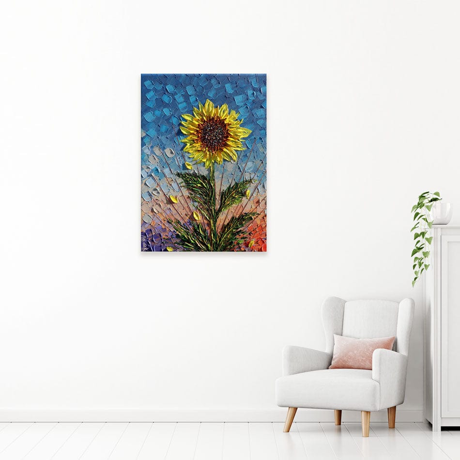 Single Sunflower Canvas Print wall art product Expression By Nada
