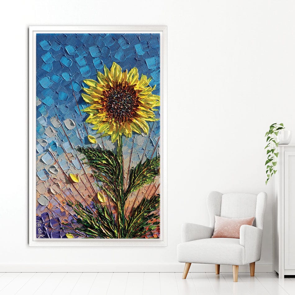 Single Sunflower Canvas Print wall art product Expression By Nada