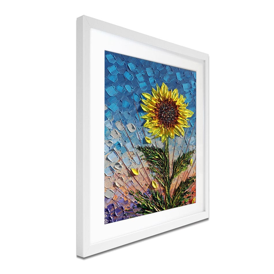 Single Sunflower Framed Art Print wall art product Expression By Nada