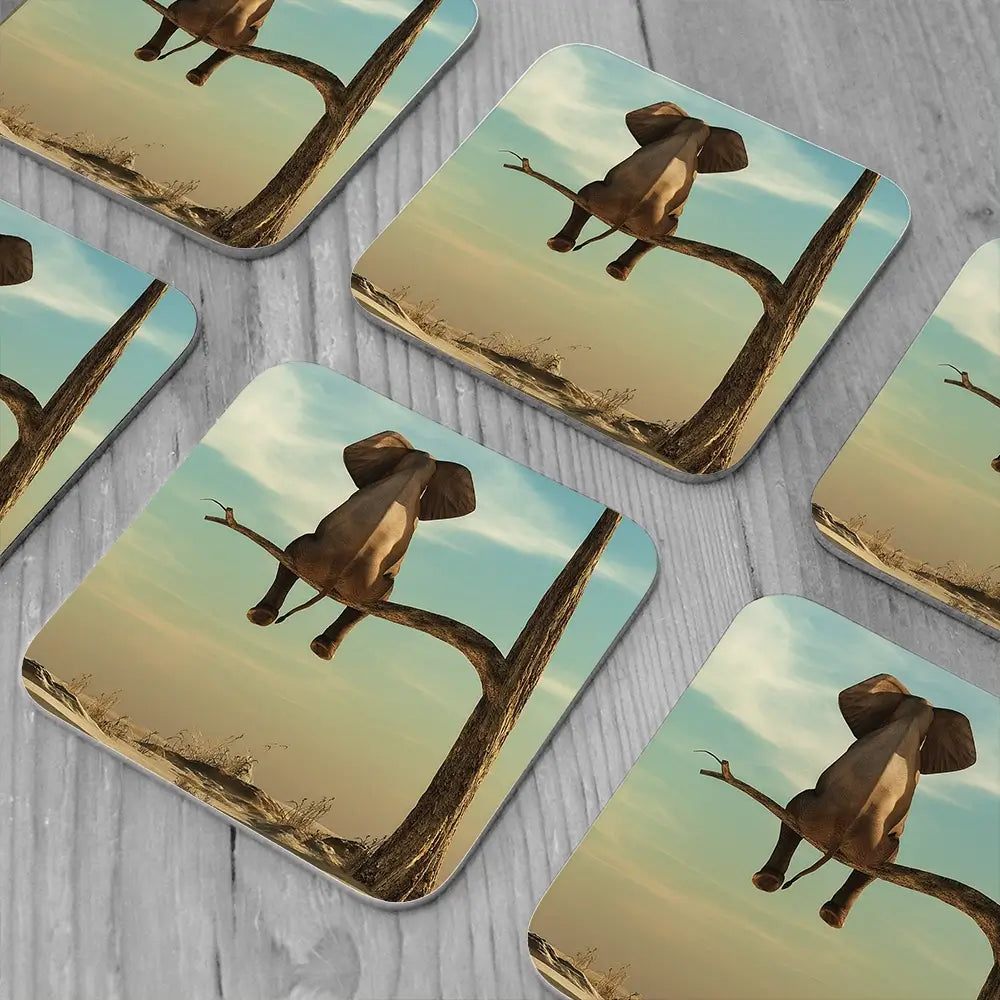 Sitting Elephant Coaster Set Sitting Elephant Coaster Set wall art product Orla / Shutterstock