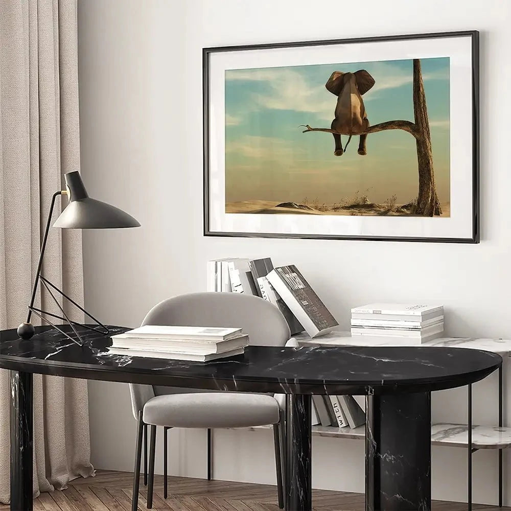 Sitting Elephant Framed Art Print Sitting Elephant Framed Art Print wall art product Orla / Shutterstock