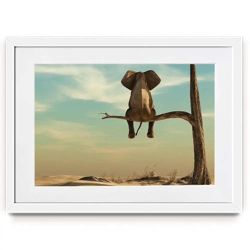Sitting Elephant Framed Art Print Sitting Elephant Framed Art Print wall art product Orla / Shutterstock