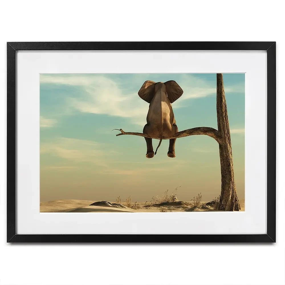 Sitting Elephant Framed Art Print Sitting Elephant Framed Art Print wall art product Orla / Shutterstock