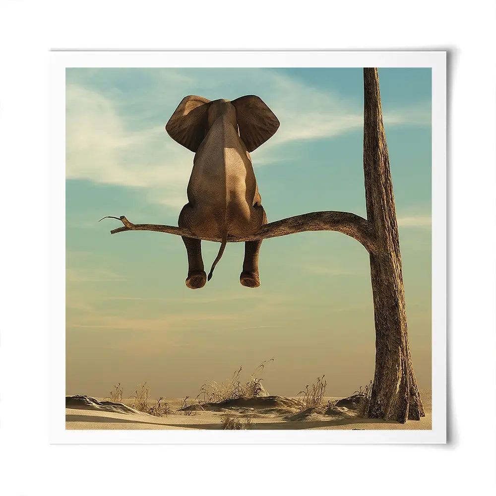 Sitting Elephant Square Art Print Sitting Elephant Square Art Print wall art product Orla / Shutterstock