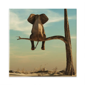 Sitting Elephant Square Canvas Print Sitting Elephant Square Canvas Print wall art product Orla / Shutterstock