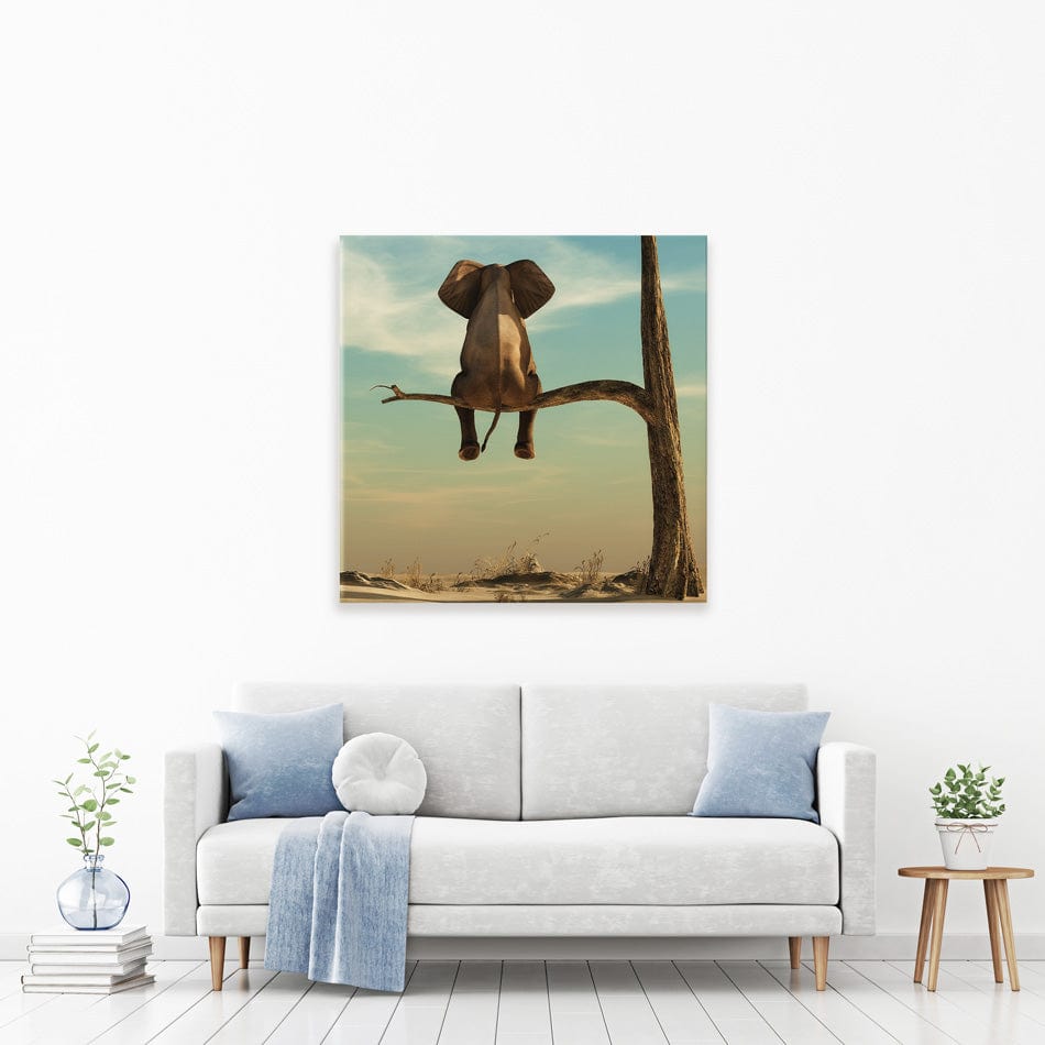 Sitting Elephant Square Canvas Print wall art product Orla / Shutterstock