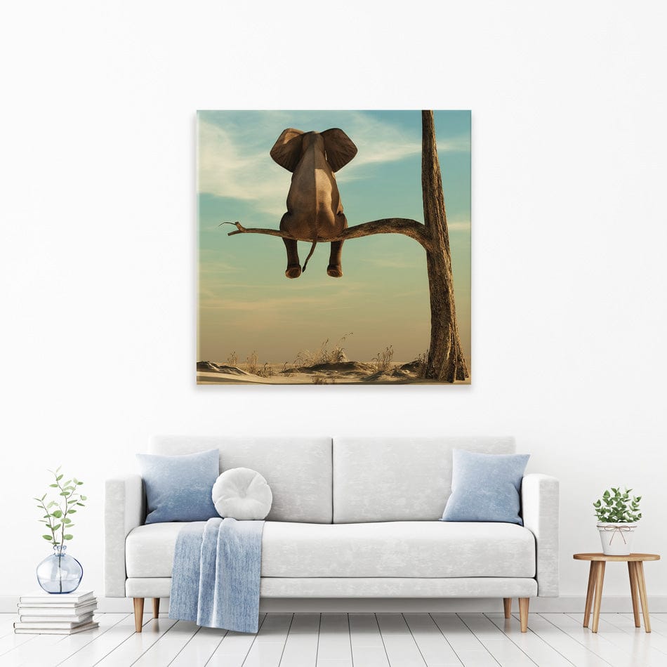 Sitting Elephant Square Canvas Print wall art product Orla / Shutterstock
