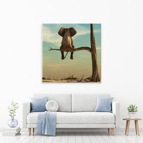 Sitting Elephant Square Canvas Print wall art product Orla / Shutterstock