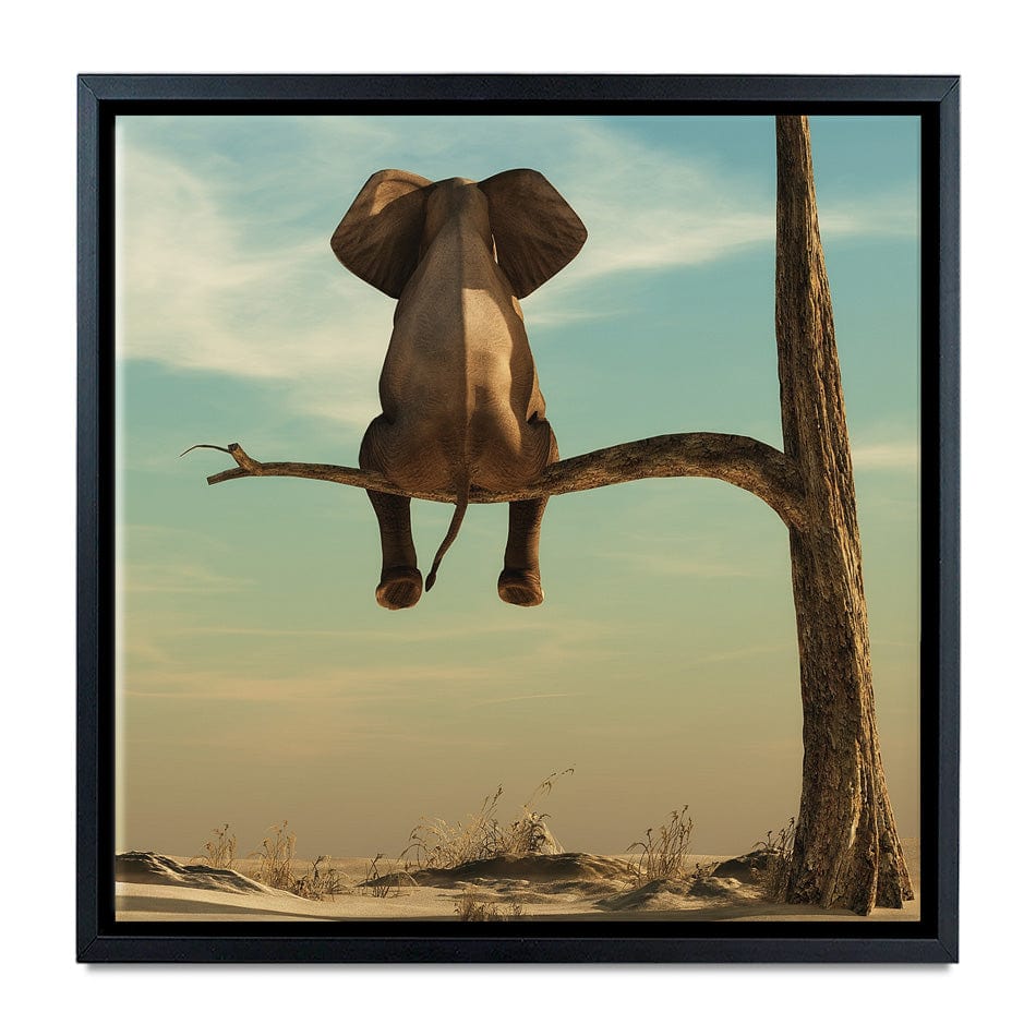 Sitting Elephant Square Canvas Print wall art product Orla / Shutterstock