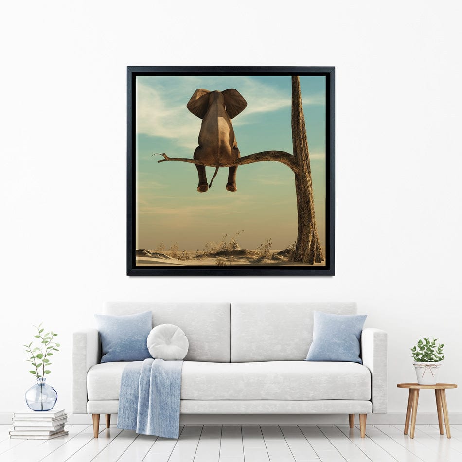 Sitting Elephant Square Canvas Print wall art product Orla / Shutterstock