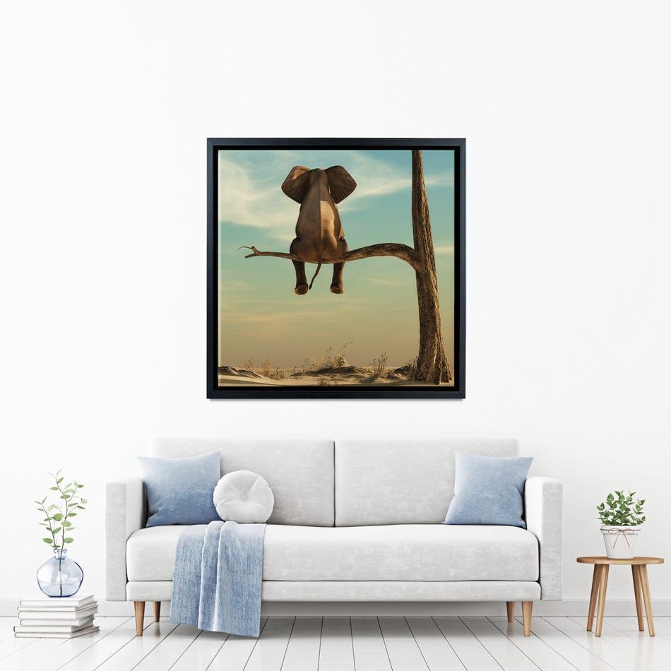 Sitting Elephant Square Canvas Print wall art product Orla / Shutterstock