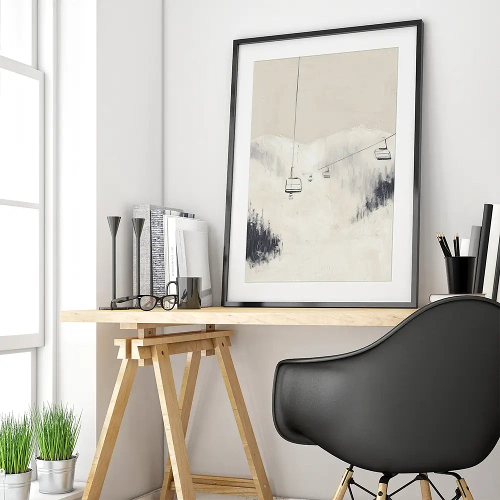 Skier Across Pale Slope Framed Art Print Skier Across Pale Slope Framed Art Print wall art product Chromatic Storm Studio