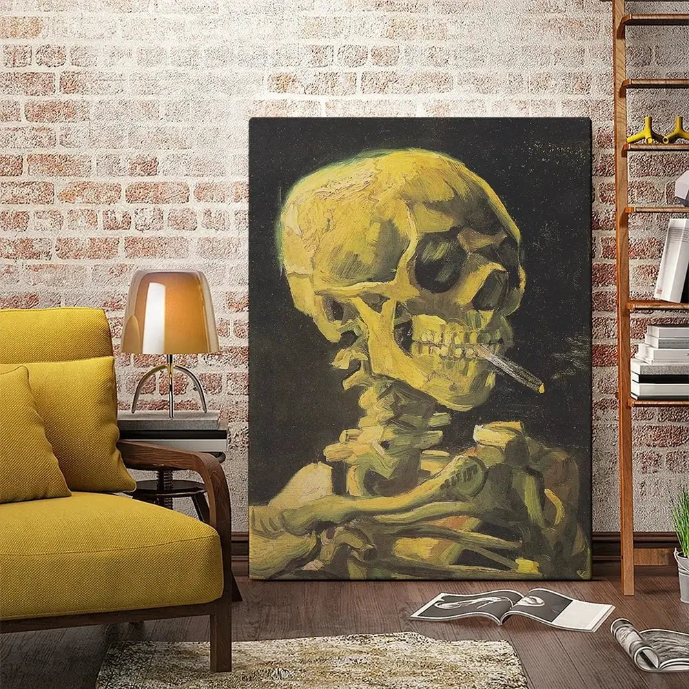Skull Of A Skeleton With A Burning Cigarette Canvas Print Skull Of A Skeleton With A Burning Cigarette Canvas Print wall art product Vincent Van Gogh