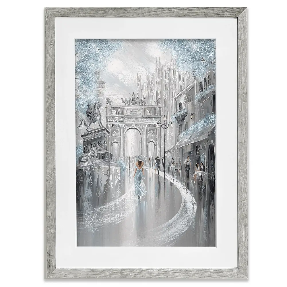 Sky Blue Milan Framed Art Print Sky Blue Milan Framed Art Print wall art product Isabella Karolewicz