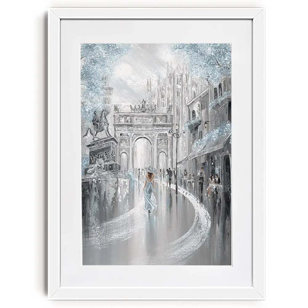 Sky Blue Milan Framed Art Print Sky Blue Milan Framed Art Print wall art product Isabella Karolewicz