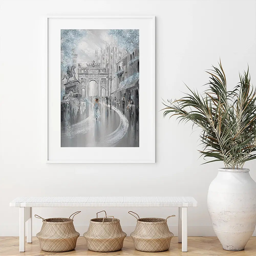 Sky Blue Milan Framed Art Print Sky Blue Milan Framed Art Print wall art product Isabella Karolewicz