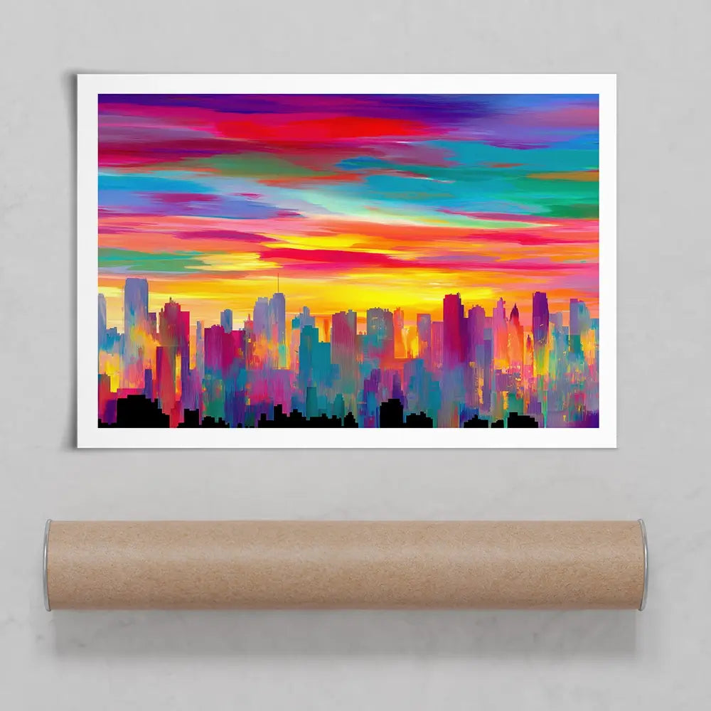 Skyline Ablaze Art Print Skyline Ablaze Art Print wall art product Chromatic Storm Studio