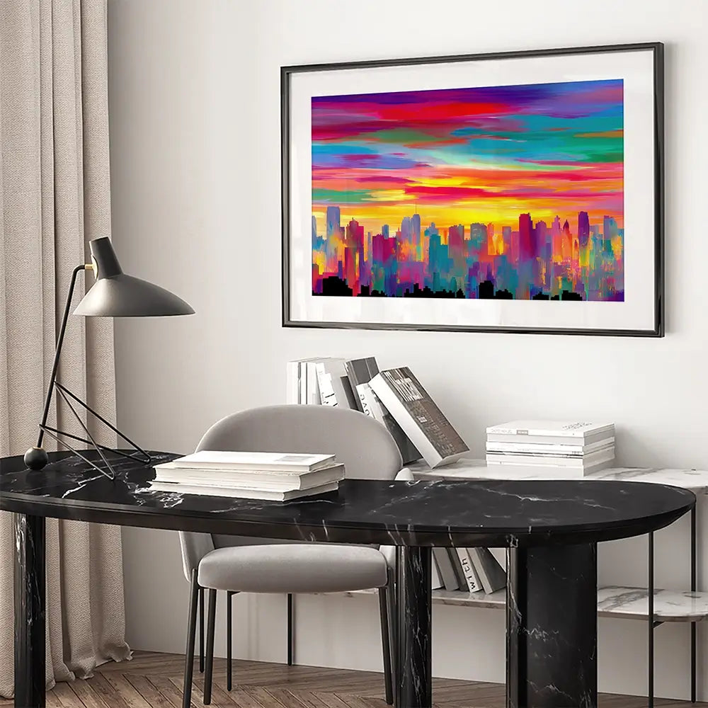 Skyline Ablaze Framed Art Print Skyline Ablaze Framed Art Print wall art product Chromatic Storm Studio