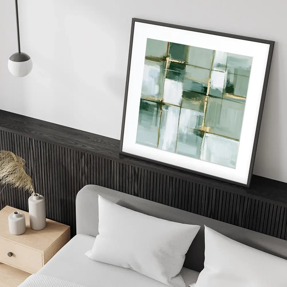 Slate Plaid Grid Square Framed Art Print Slate Plaid Grid Square Framed Art Print wall art product Chromatic Storm Studio