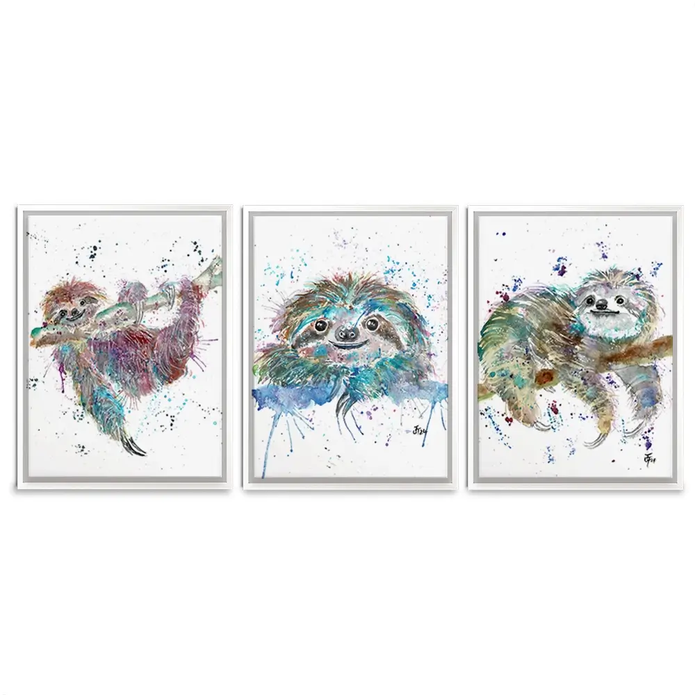 Sloth Life Trio Canvas Print Sloth Life Trio Canvas Print wall art product Jamie Taylor