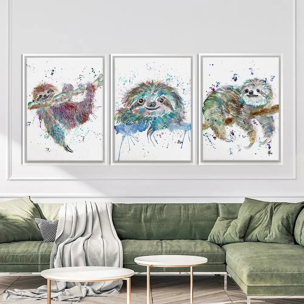 Sloth Life Trio Canvas Print Sloth Life Trio Canvas Print wall art product Jamie Taylor