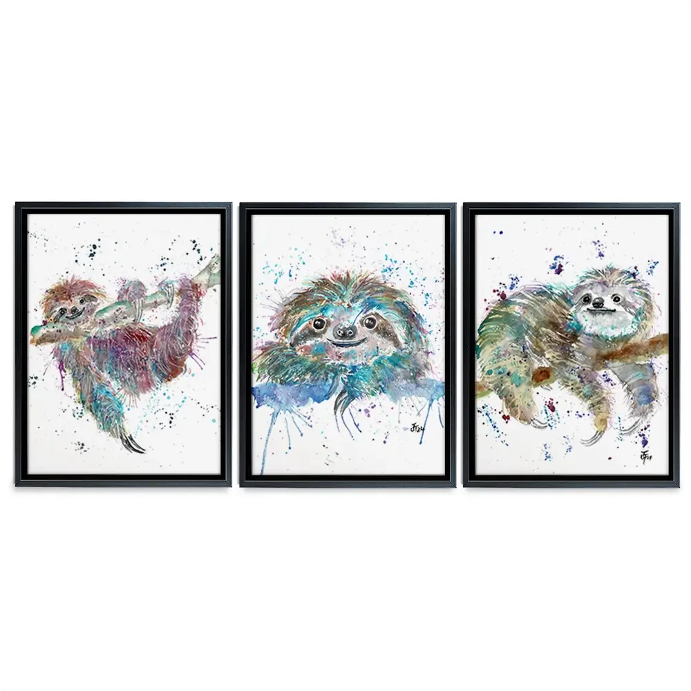Sloth Life Trio Canvas Print Sloth Life Trio Canvas Print wall art product Jamie Taylor