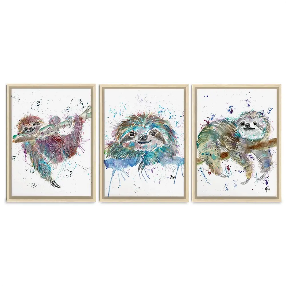 Sloth Life Trio Canvas Print Sloth Life Trio Canvas Print wall art product Jamie Taylor