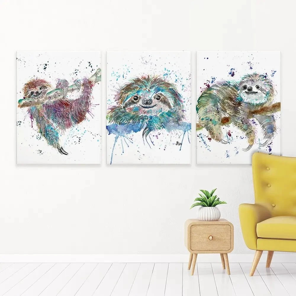Sloth Life Trio Canvas Print Sloth Life Trio Canvas Print wall art product Jamie Taylor