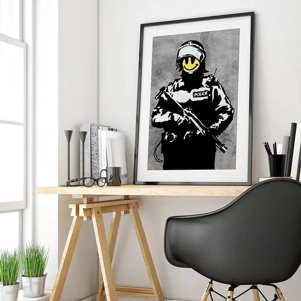 Smiley Copper Framed Art Print Smiley Copper Framed Art Print wall art product Banksy