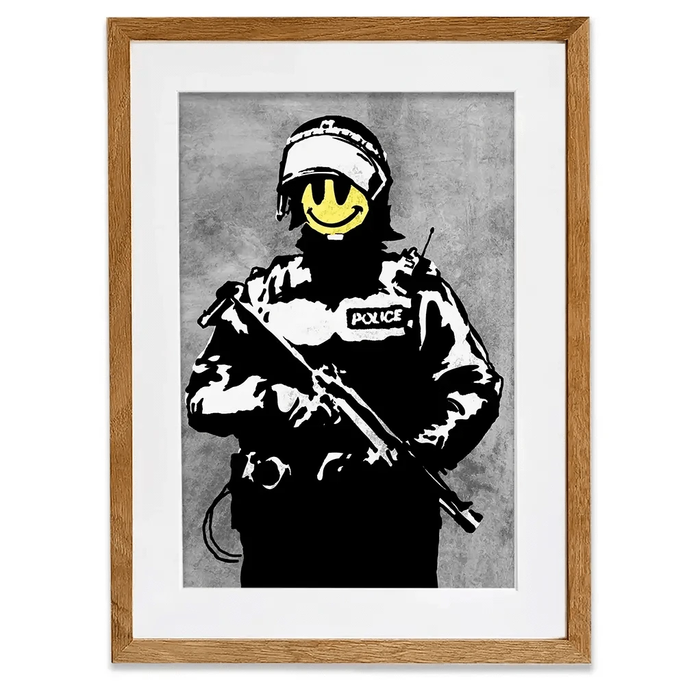 Smiley Copper Framed Art Print Smiley Copper Framed Art Print wall art product Banksy