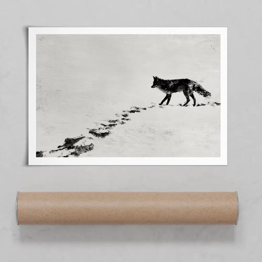 Snow Fox Trail Art Print Snow Fox Trail Art Print wall art product Chromatic Storm Studio