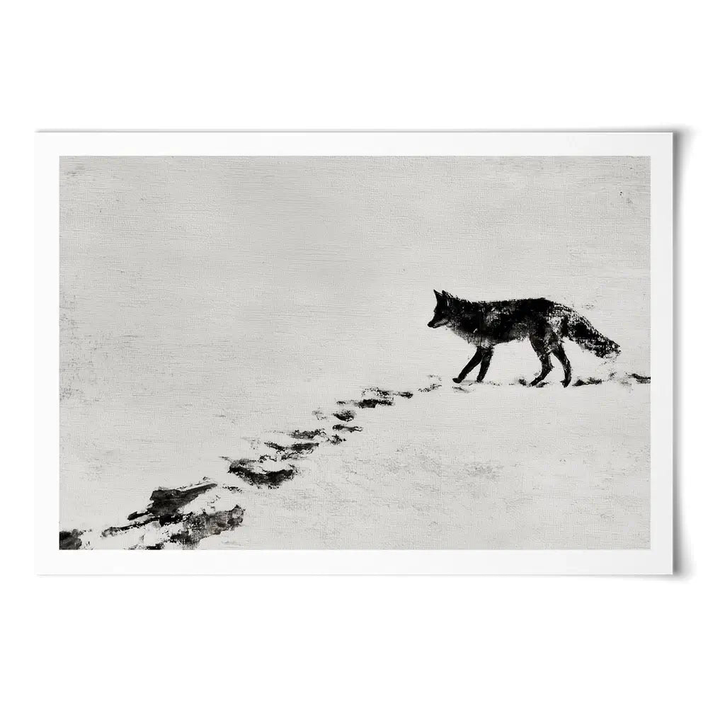Snow Fox Trail Art Print Snow Fox Trail Art Print wall art product Chromatic Storm Studio