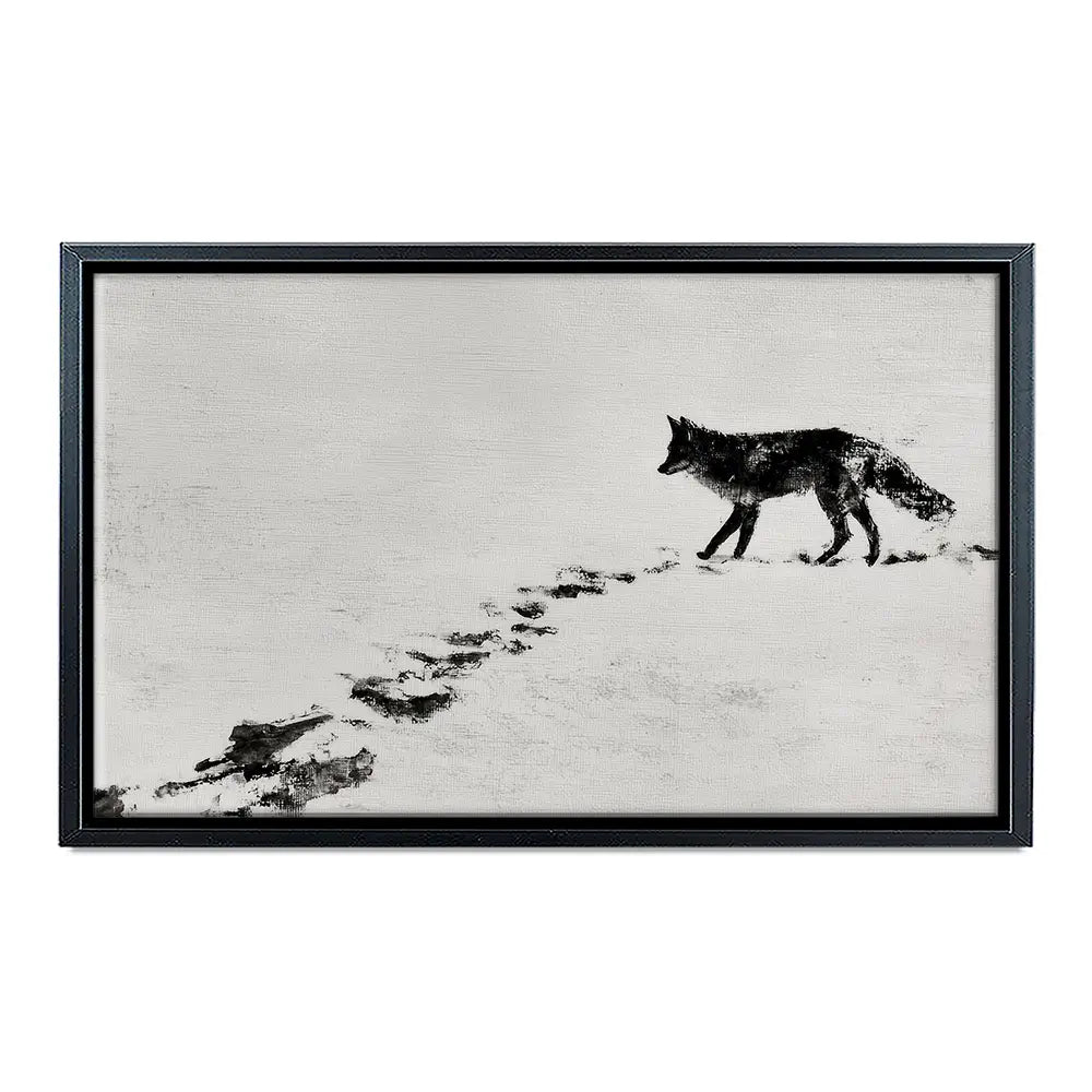 Snow Fox Trail Canvas Print Snow Fox Trail Canvas Print wall art product Chromatic Storm Studio