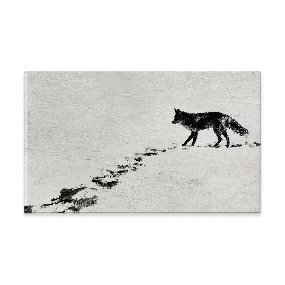 Snow Fox Trail Canvas Print Snow Fox Trail Canvas Print wall art product Chromatic Storm Studio