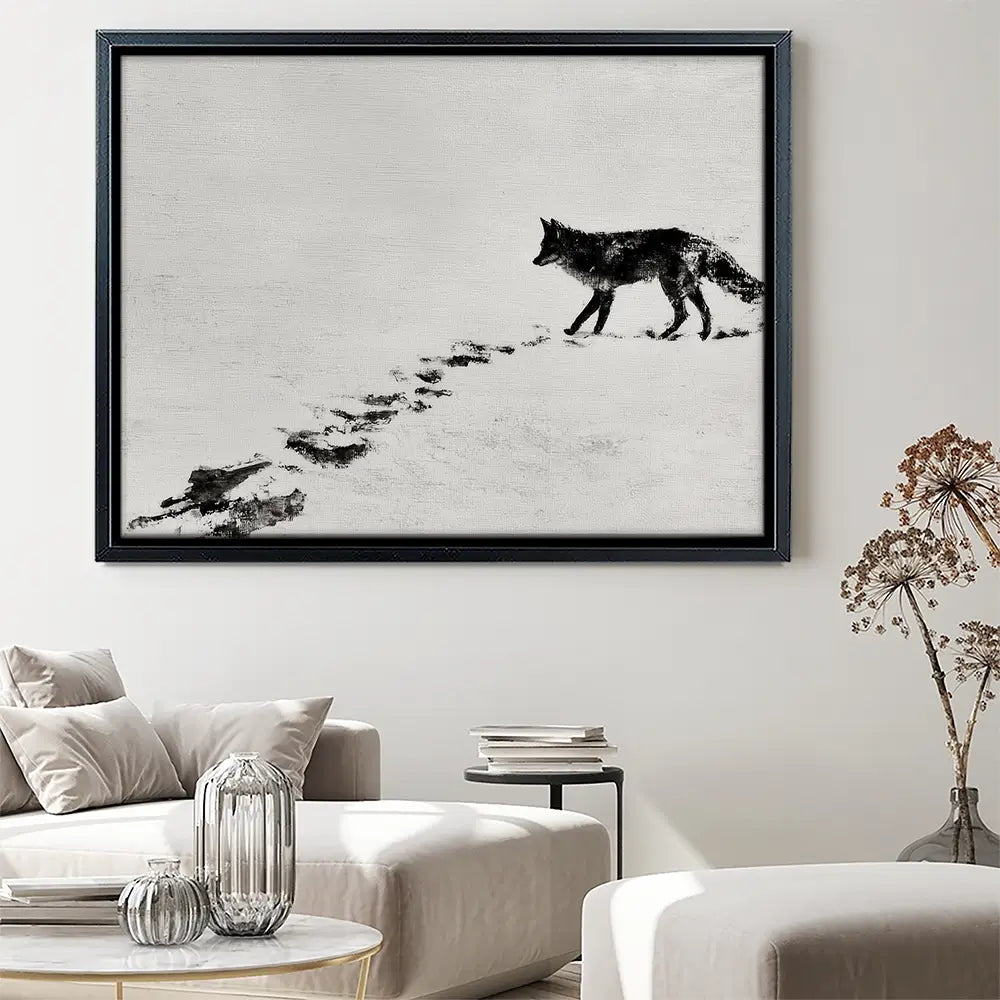 Snow Fox Trail Canvas Print Snow Fox Trail Canvas Print wall art product Chromatic Storm Studio